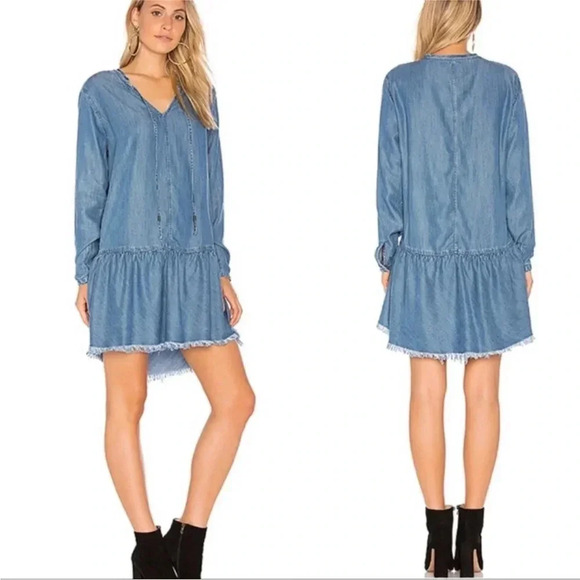 Rails Vintage Wash Chambray Lyocell Drop Waist Dress - Picture 2 of 9